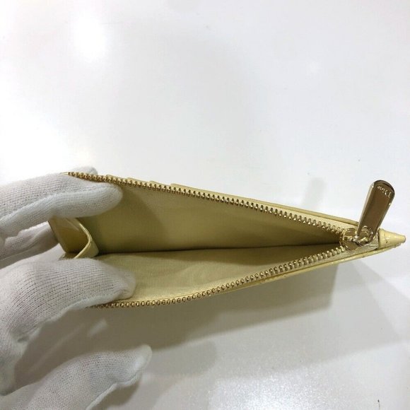 Dior Cannage Card Case patent coin purse enamel Beige/GoldHardware - Picture 3 of 11